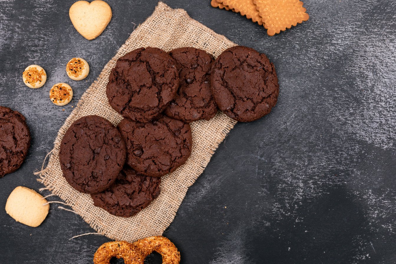 Dark Chocolate Cookies Flatlay